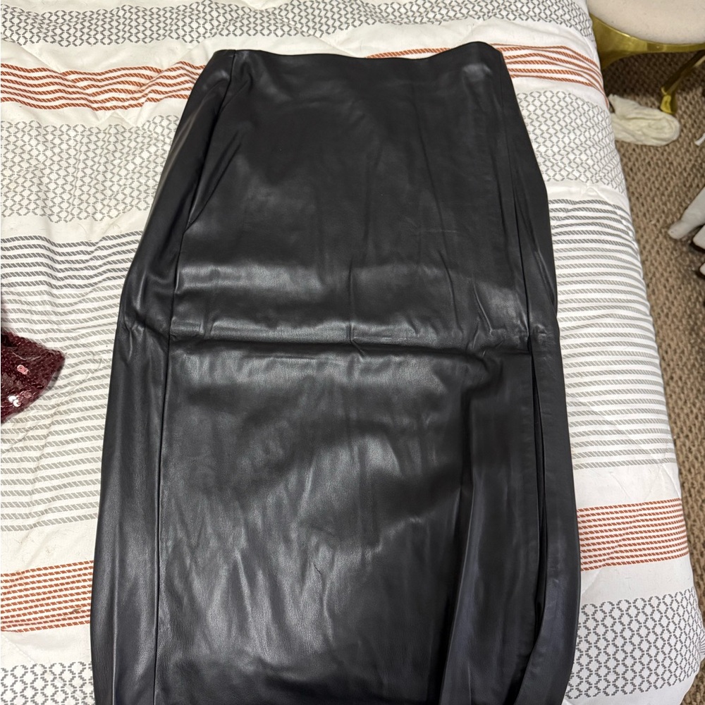 Express Black Leather Pencil Skirt
